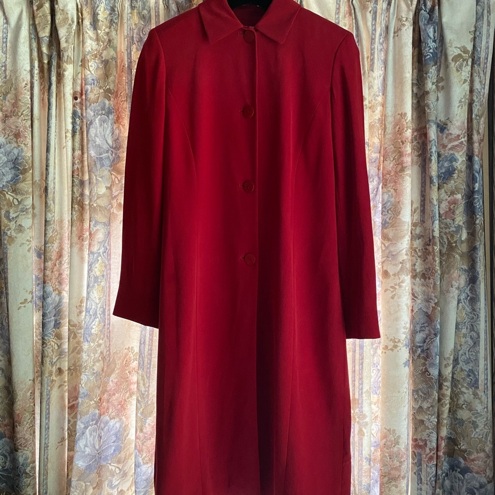 Liz Claiborne Red Women's Vintage Coat Dress Pure Silk Size 6